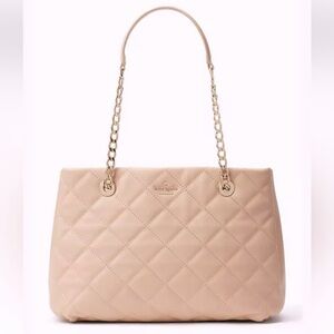 NWT Kate Spade Emerson place Phoebe, soft Pink Quilted real leather gold chain
